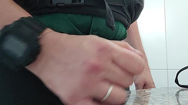 The Cop masturbation in the bathroom