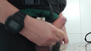 The Cop masturbation in the bathroom