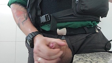 The Cop masturbation in the bathroom