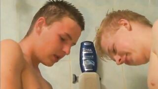 2 Twinks' Cockfight in the Shower Caught on Voyeur Cam9999