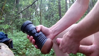 Fucking my new fleshlight nude outdoors/forest