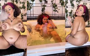 BBW Ebony Goddess Teases and Smokes in the Bathtub