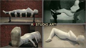 Patty in Total Microfoam Mummification Part 2 - More Secure Fixation to the Bench in the Dungeon (FULL HD MP4)