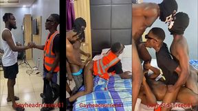 three black guys go deeper on hotel technician s ass
