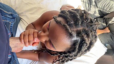Big Booty Ebony Takes a Huge Facial From a White Boy