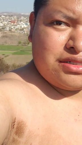 Pulling the penis in an empty place   Clip 1