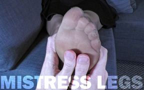 POV Gently Nylon Foot Massage of Beautiful Mistress Legs