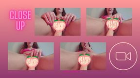 Close up pussy play while riding my dildo