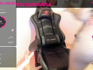 Alesya Hampton Caleñita Arrecha being strongly happy in her living room