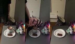 Femboy Gushes Hot Cum Straight into His Coffee Then Drinks It All Down