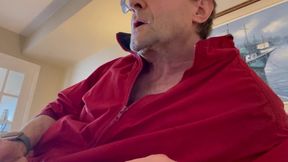 Me showing off my uncut cock and wrecking my hairy chest until I blew a thick load for my live cam audience