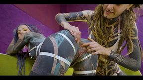 Tattooed teens get freaky with crazy toys in lesbian action