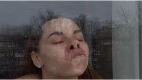 Slide and squish face, nose, lips against the glass (custom video)