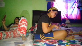 I masturbate my big pussy while my stepsister does her college homework