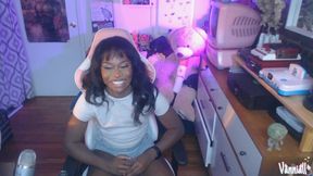 Big Girldick Bulge Teasing with Messy Self-facial Finish! Black Trans Girl Vanniall Masturbating Full Webcam Show
