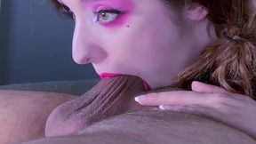 Horny Redhead With Pink Lips Gets Her Throat Stuffed By Fat Cock
