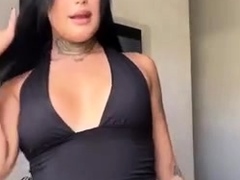 Horny Trans babe stripping for her fans