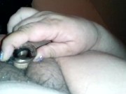 Fat pussy creams on dildo while boring ex snores