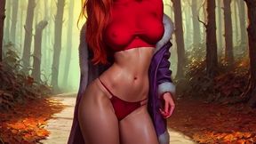 sexy red outfit tease! bouncing big tits dance! cartoon girl