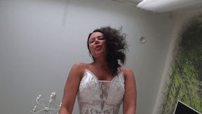 The giantess bride has under her wedding dress b
