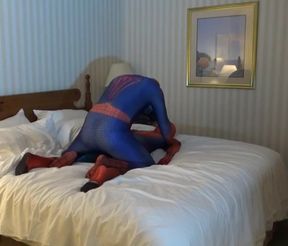 horny classic spiderman overpowers his spider enemy