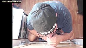 Gloryhole cockhungry amateur DILF sucks with greedy mouth
