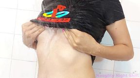 nerdy step sister masturbates in shower - naughtynightshift