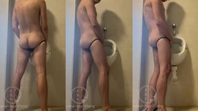 dared his flatmate to expose his hot smooth butt at the pool s public toilets urinal