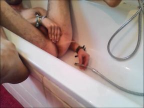 Twink Uses Shower Head for Enema and Masturbates