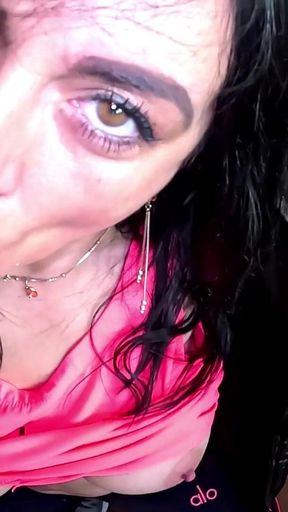 Glossy Downjacket Cum Play. Sloppy BJ, Doggy and Triple Cum on My Ass