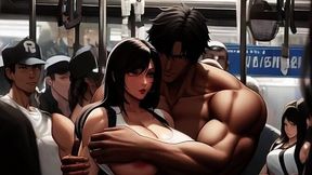 Tifa's huge tits get noticed on the train.