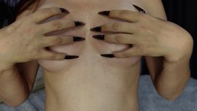 Long nails tist and nipples scratching play