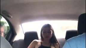 Brunette chilena sends nudes while jacking off in public taxi