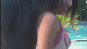 Sexy Mexican beauty licks on a long hard shaft