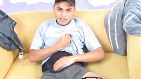”Young latino playing with his butt & jerking for a cumshot”