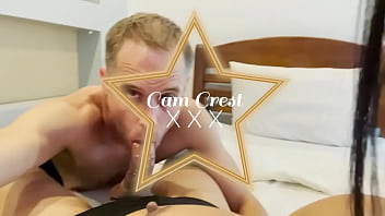 Big dick trans model fucks Cam Crest in his Throat and Ass