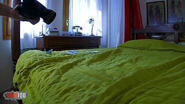 French slut orgasming like a whore with older cock in her ass