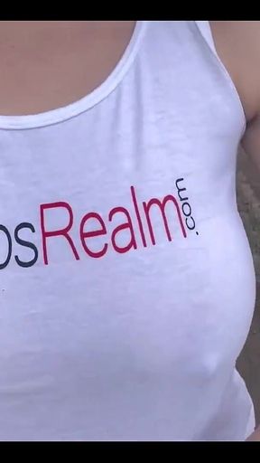 Smoking, Walking, Bouncing Boobs and Nipples Play in My Friend T-shirt From Boobsrealm