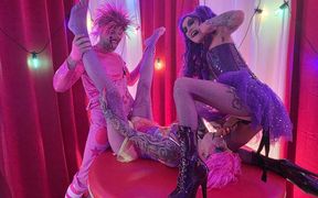 Jessie Rae Meets the Purple & Pink Cock Crazed Clowns