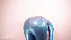 Hot Milk Nude Wearing New Latex Rubber Catsuit and Enjoy It!