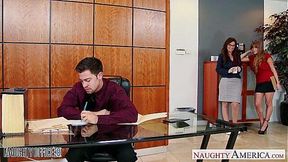 Office Milfs Share a Dick in Hot Threesome