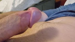 Precum drips until he cums.