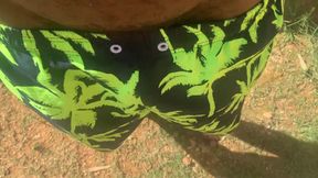 Holding Pee Bladder Bulge Desperate Male Outdoor