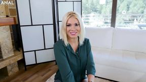 Short haired blonde Kitana Lure easily gets wet on anal sex
