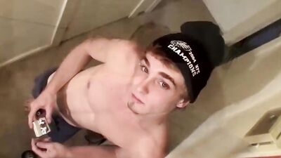 Horny Scottie Cooper smokes a cigarette while he's jerking off