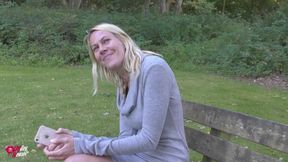 Horny Slut in the Park Recognized and Squirted All Over!!