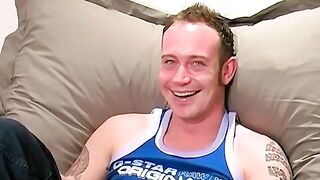 Young British stud Rik flaunts his snake tattoo while showing off his manhood