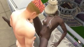 Blonde Haired Ebony Girl Fucked in the Middle of a Park - Sexual Hot Animations