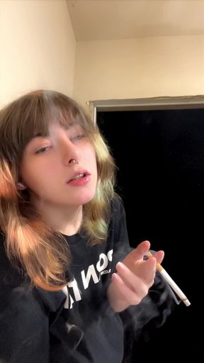 Pornstar Smokes a Cigarette
