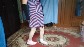 Lovely Shemale Standing in Doorway with Soft Eyes